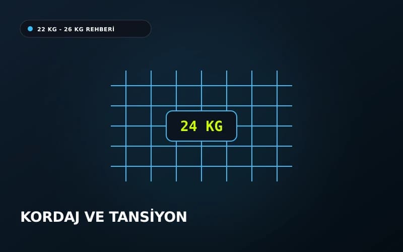 Tenis kordaj ızgarası ve 24 kg tansiyon göstergesi